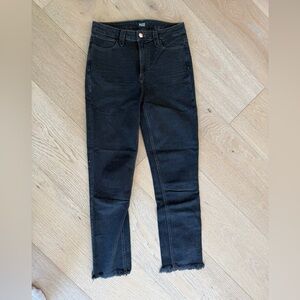 PAIGE Black High-Rise Skinny Jeans with Subtle Washed Finish